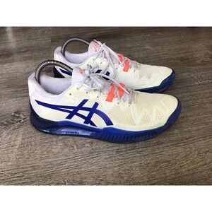 Asics Gel Resolution 8 Shoes Womens 8.5 White Blue Pickleball Tennis Sneakers